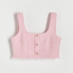 Pink Tweed Crop Top
